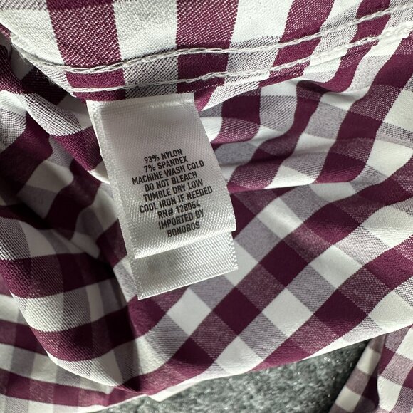 Bonobos Shirt Mens Large Slim Fit Nylon Stretch Purple Check Button Up - Picture 7 of 9
